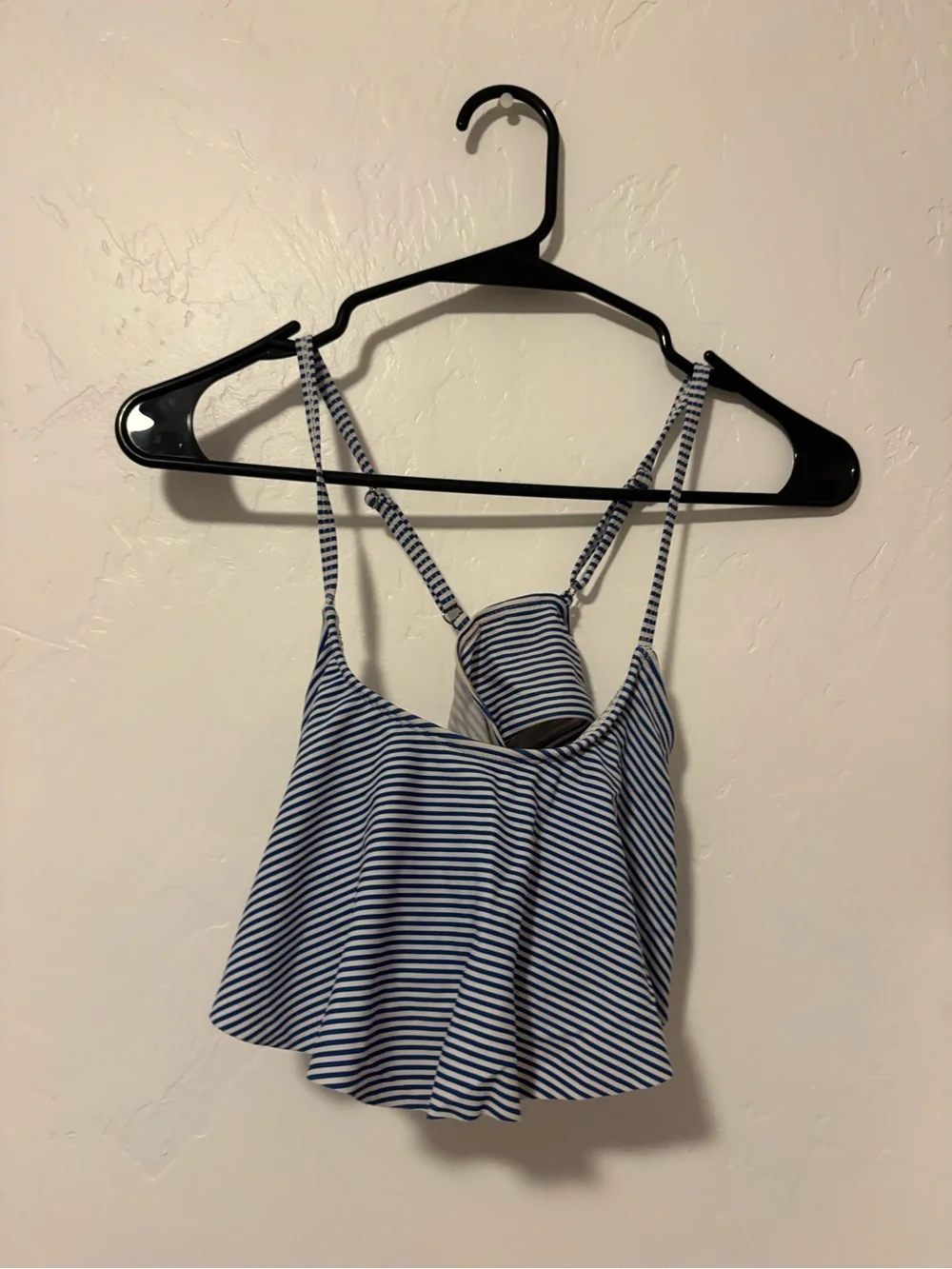 Striped Navy & White Flowy Swimsuit top